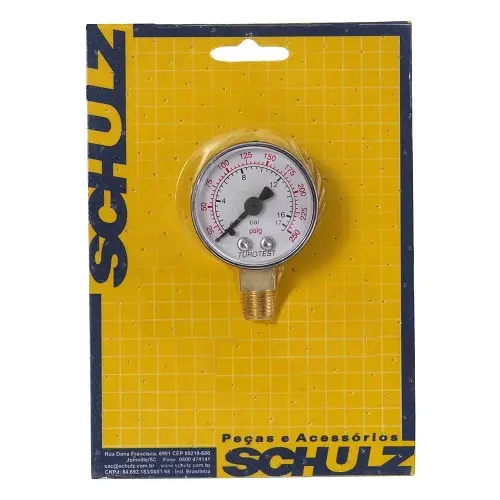 MANÔMETRO VERTICAL PARA COMPRESSOR SCHULZ 1/4